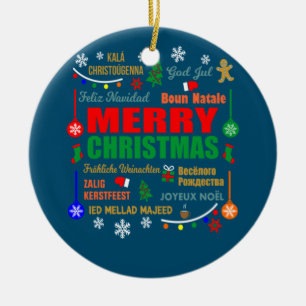 Merry Christmas In Different Languages Xmas Julgransprydnad Keramik