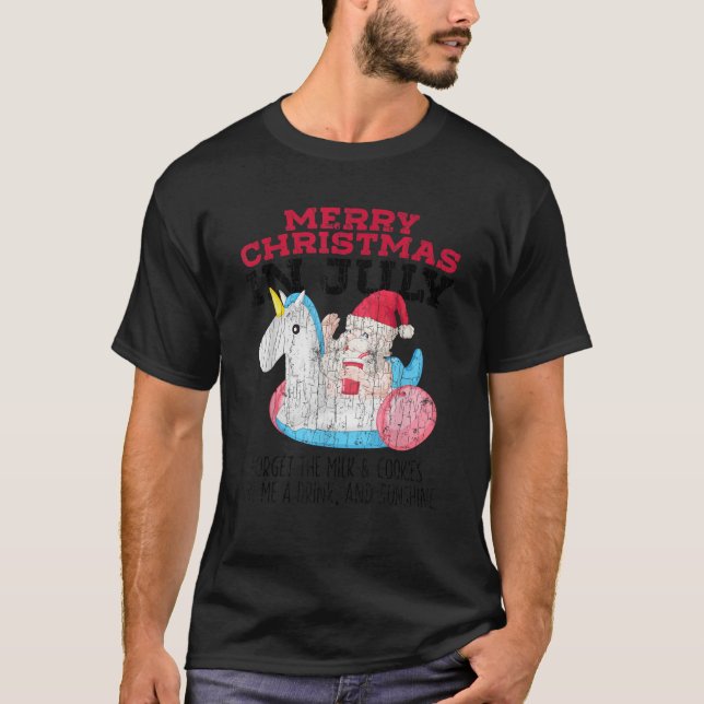 Merry Christmas In July Funny Santa Beach Summer G T Shirt (Framsida)