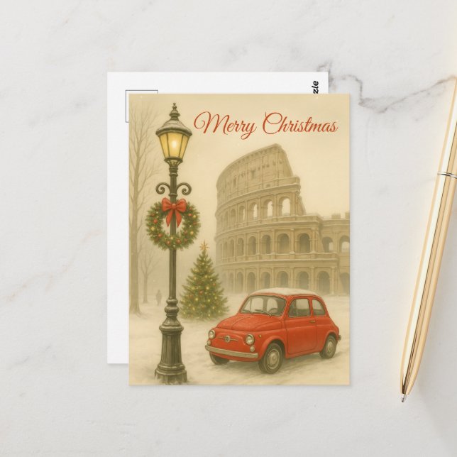 Merry Christmas in Rome – Holiday Art Gift  Vykort (Fram/Back In Situ)