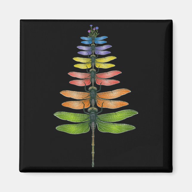 Merry Christmas Insect Dragonfly Xmas Tree  Magnet (Framsidan)