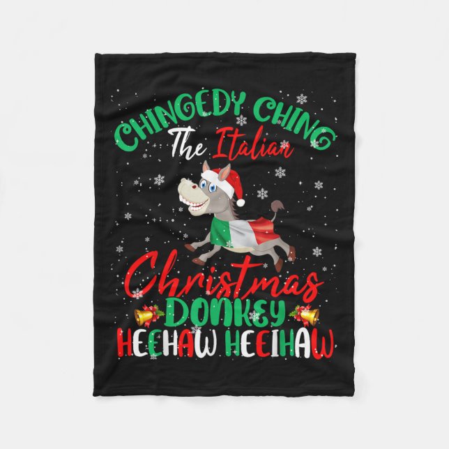 Merry Christmas Italian Funny Italian Santa Heehaw Fleecefilt (Framsidan)