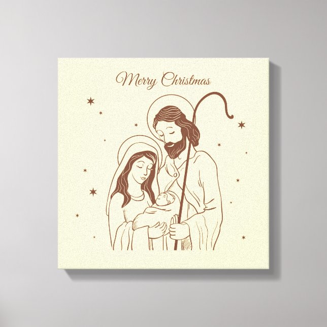 Merry Christmas - Jesus, Mary and Joseph Canvastryck (Framsida)