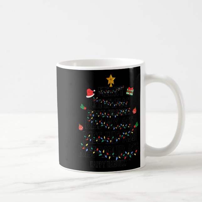 Merry Christmas Kiss My Happy Hanukkah Funny Xmas  Kaffemugg (Höger)