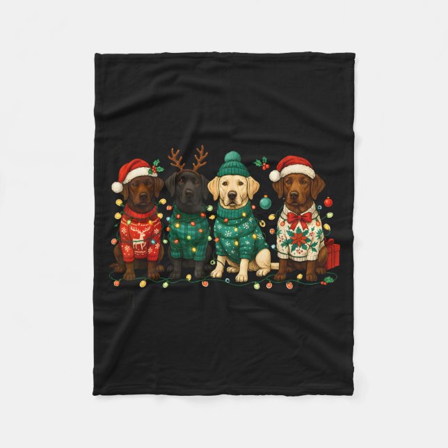 Merry Christmas Labrador Dog Retro Xmas Puppy Men  Fleecefilt (Framsidan)