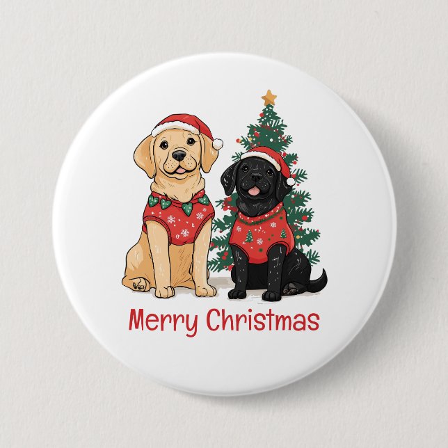 Merry Christmas Labrador Retriever Dogs Knapp (Framsida)