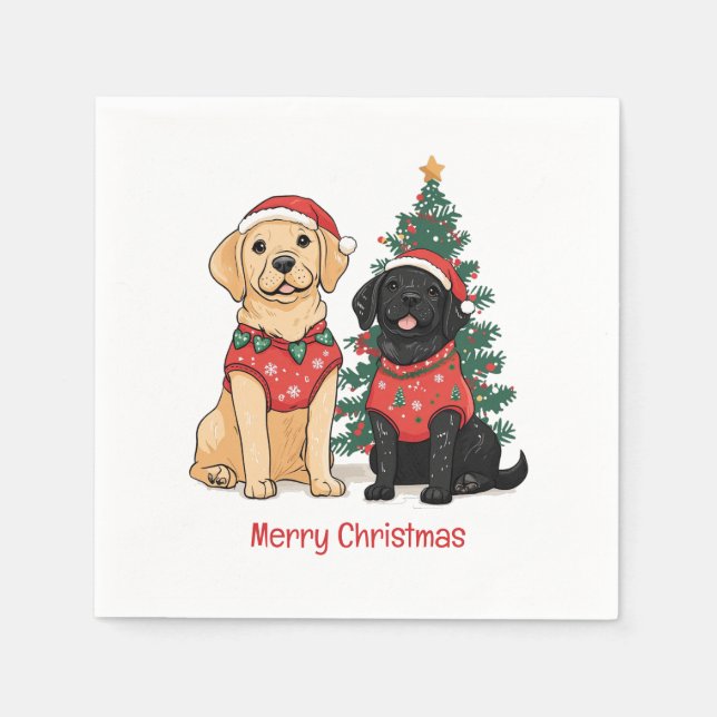 Merry Christmas Labrador Retriever Dogs Pappersservett (Framsidan)