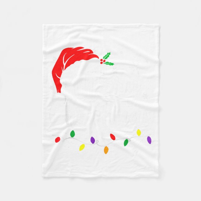 Merry Christmas Lights Red Santa Hat Xmas Family M Fleecefilt (Framsidan)