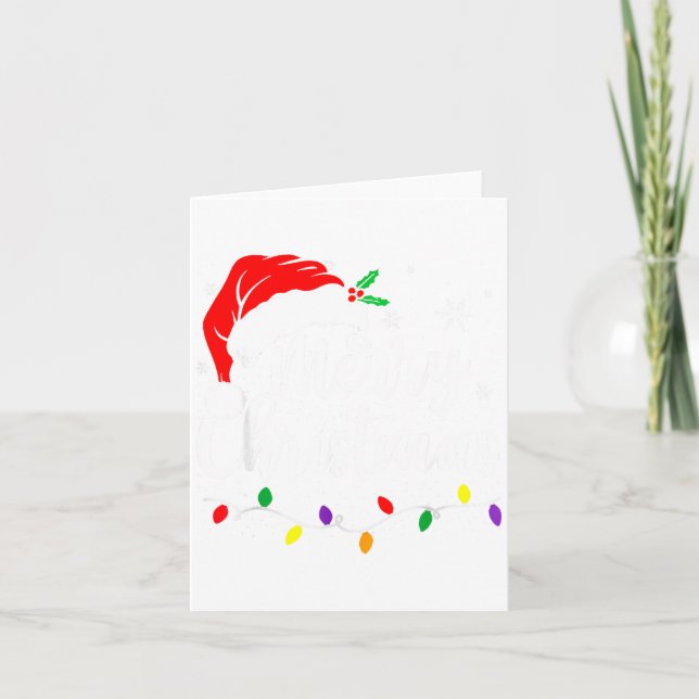 Merry Christmas Lights Red Santa Hat Xmas Family M Kort (Framsida)