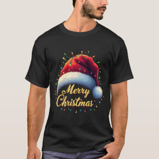Merry Christmas Lights Red Santa Hat Xmas Family M T Shirt