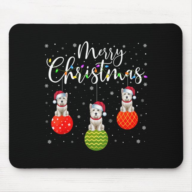 Merry Christmas Lights Santa Hat Westie Dog Ugly X Musmatta (Framsidan)