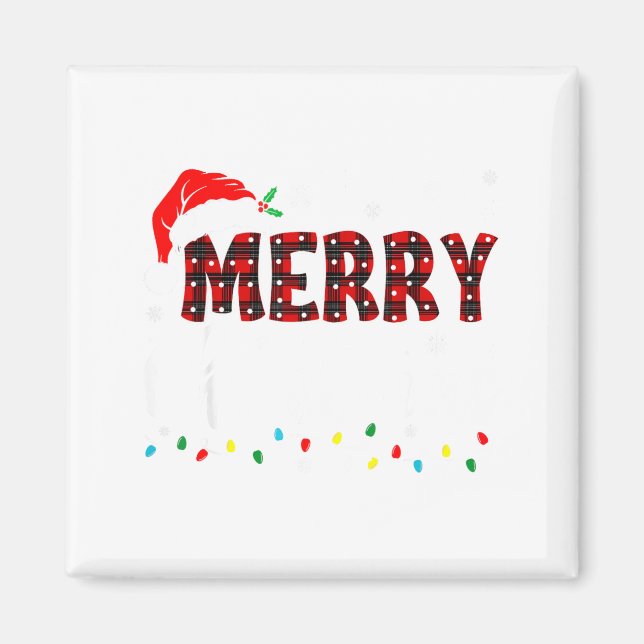 Merry Christmas Lights Santa Hat Xmas Family Match Magnet (Framsidan)