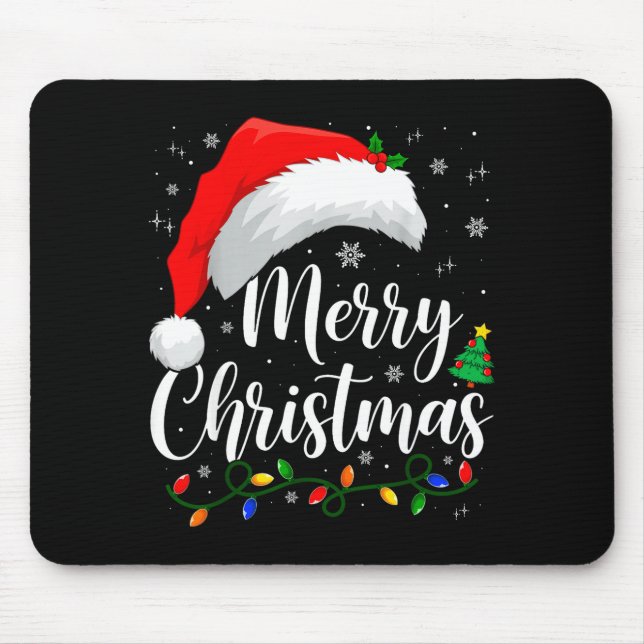 Merry Christmas Lights Santa Hat Xmas Family Match Musmatta (Framsidan)