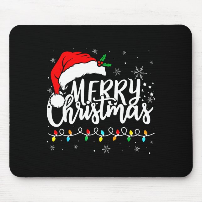 Merry Christmas Lights Santa Hat Xmas Family Match Musmatta (Framsidan)