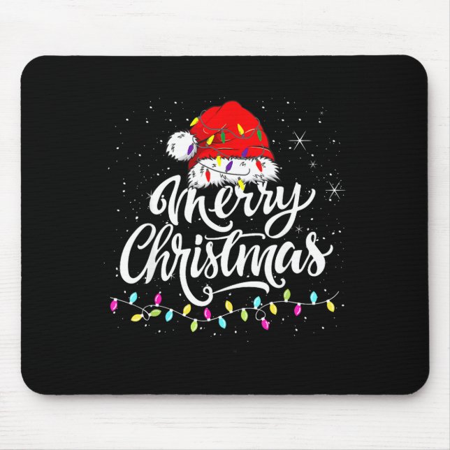 Merry Christmas Lights Santa Hat Xmas Family Match Musmatta (Framsidan)