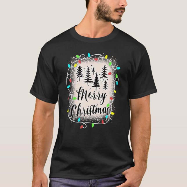 Merry Christmas Lights Up Matching Family Xmas T Shirt (Framsida)