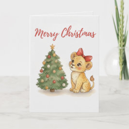 Merry Christmas Lion Cub Card  Helgkort