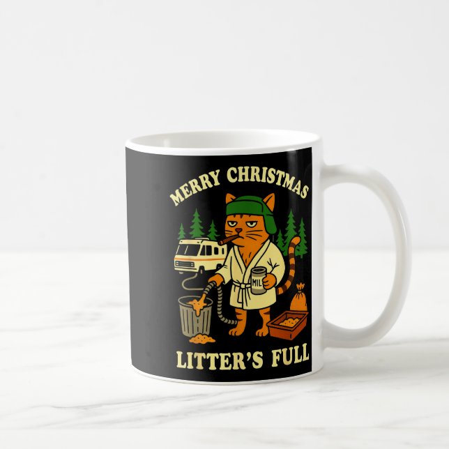 Merry Christmas Litter’s Full Funny Cat Rv Holiday Kaffemugg (Höger)