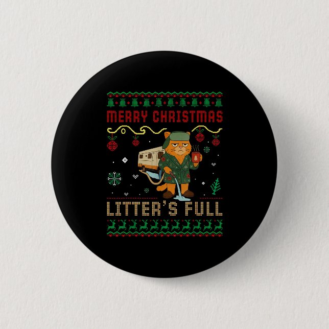 Merry Christmas Litter’s Full Funny Cat Xmas Ugly  Knapp (Framsida)