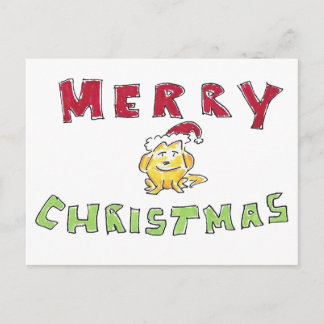 Merry Christmas Little Yellow Lab Puppy Cartoon Helg Vykort