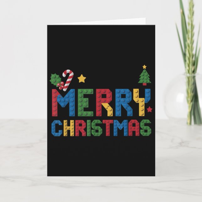Merry Christmas Master Builder Kids Building Block Kort (Framsida)