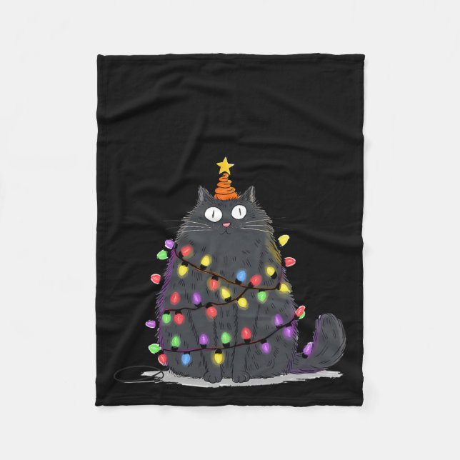 Merry Christmas Meowy Cats Tree Lovers Cute Catmas Fleecefilt (Framsidan)