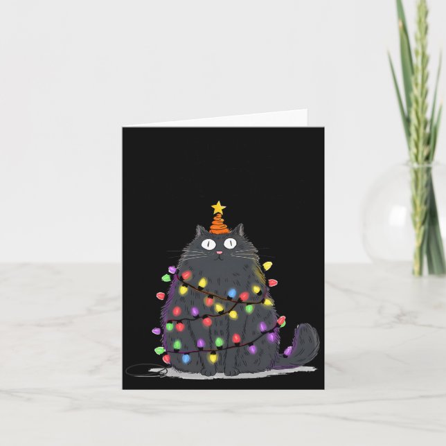 Merry Christmas Meowy Cats Tree Lovers Cute Catmas Kort (Framsida)