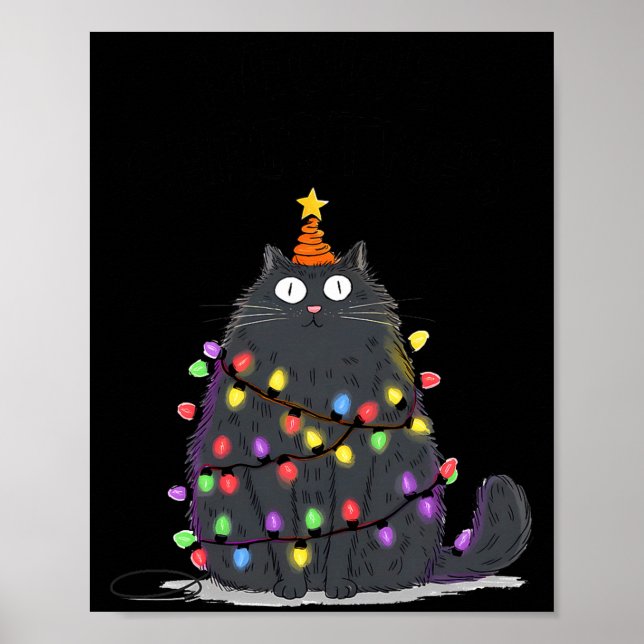 Merry Christmas Meowy Cats Tree Lovers Cute Catmas Poster (Framsidan)