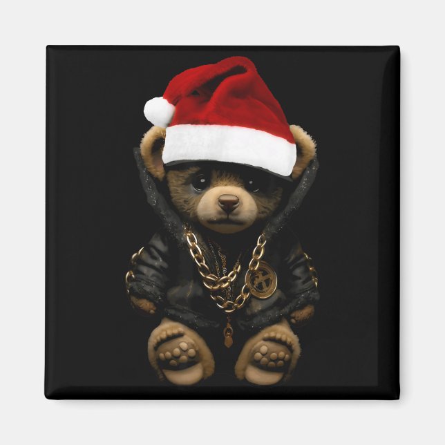 Merry Christmas Merry 2025 Teddy Fashion Rap Teddy Magnet (Framsidan)