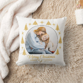 Merry Christmas Merry As A Mother White Gold Photo Kudde