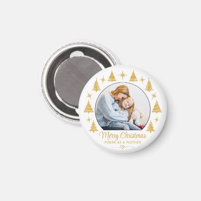 Merry Christmas Merry As A Mother White Gold Photo Magnet (Front/Back)