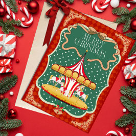 Merry Christmas Merry-go-round Greeting Card Julkort