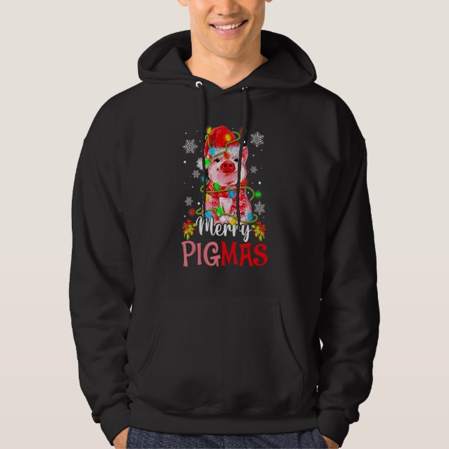 Merry Christmas Merry Pigmas Cute Pig  Xmas  3 Hoodie (Framsida)
