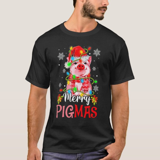 Merry Christmas Merry Pigmas Cute Pig  Xmas  3 T Shirt (Framsida)