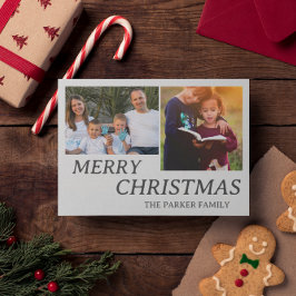 Merry Christmas Minimal Family Holiday Photo Card Julkort