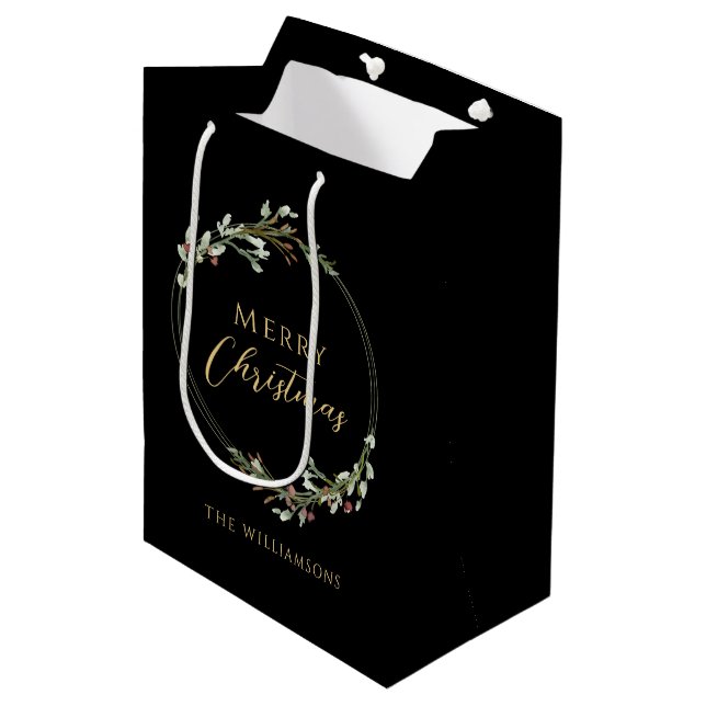 Merry Christmas Minimalist Wreath Black (Framsidan Vinklad)