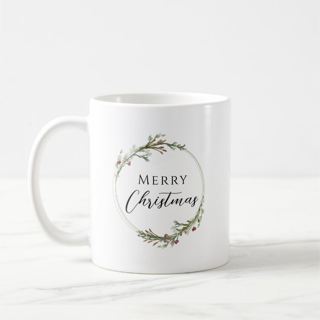 Merry Christmas Minimalist Wreath Kaffemugg (Vänster)