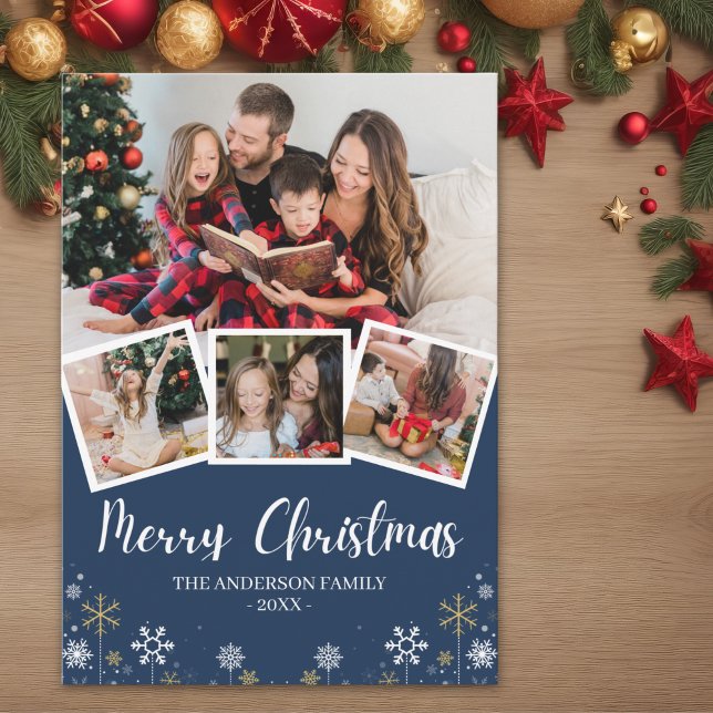 Merry Christmas Modern Photo Family Inbjudningar (Skapare uppladdad)