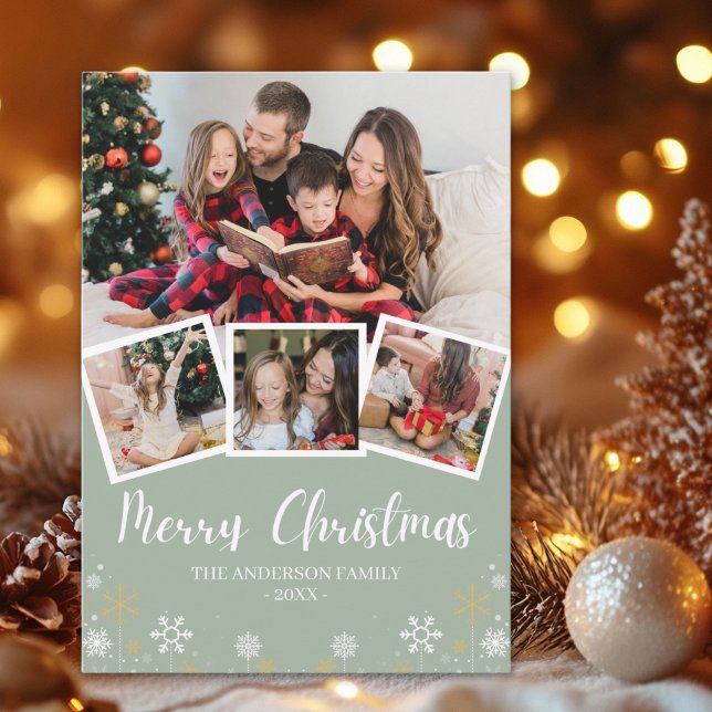 Merry Christmas Modern Photo Family Inbjudningar (Skapare uppladdad)