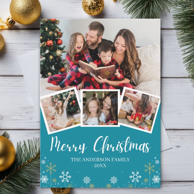 Merry Christmas Modern Photo Family Inbjudningar (Skapare uppladdad)