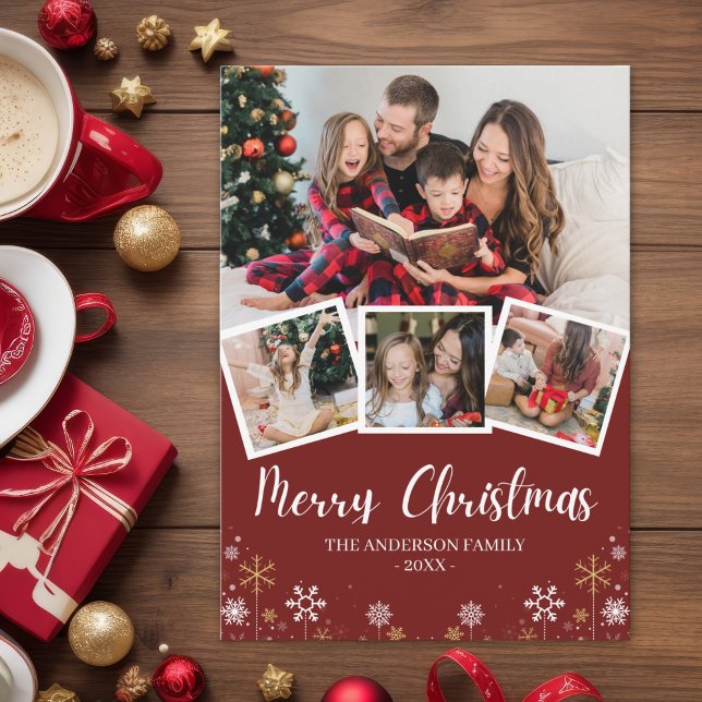 Merry Christmas Modern Photo Family Inbjudningar (Skapare uppladdad)