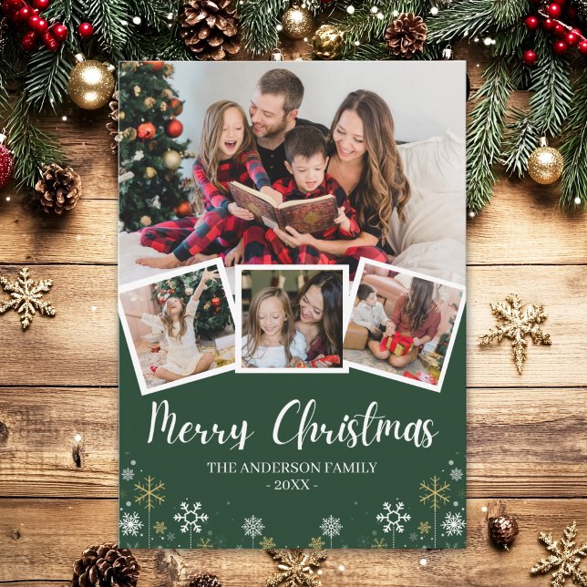 Merry Christmas Modern Photo Family Inbjudningar (Skapare uppladdad)