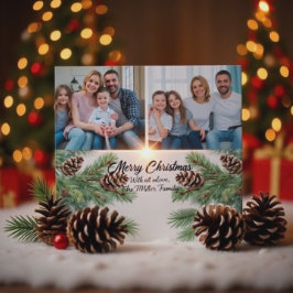 Merry Christmas Modern Pineneedle 2 Photo Collage  Helg Vykort