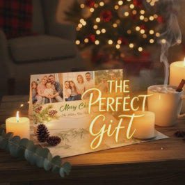 Merry Christmas Modern Pineneedle 3 Photo Collage  Julkort