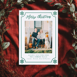 Merry Christmas Modern Script Snowflake Holiday