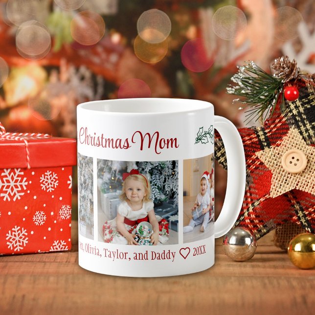 Merry Christmas Mom 4 Photo Collage Kaffemugg (Skapare uppladdad)