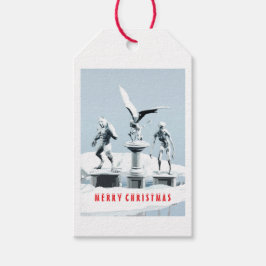 Merry Christmas. Monster ice sculptures Presentetikett