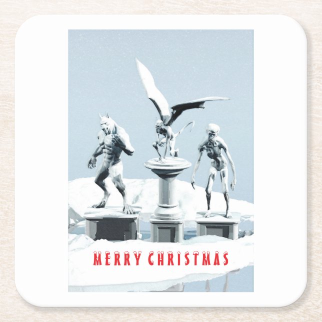 Merry Christmas. Monster ice sculptures Underlägg Papper Kvadrat (Framsidan)