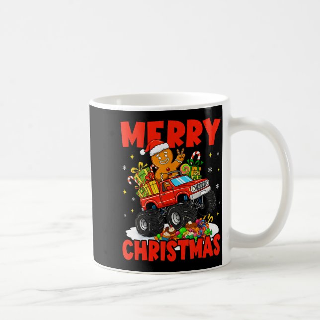Merry Christmas Monster Truck Funny Gingerbread Me Kaffemugg (Höger)