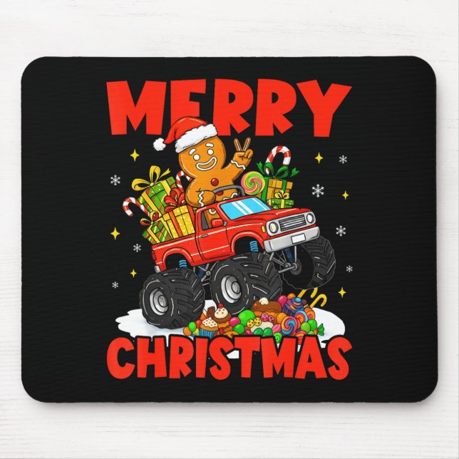 Merry Christmas Monster Truck Funny Gingerbread Me Musmatta (Framsidan)