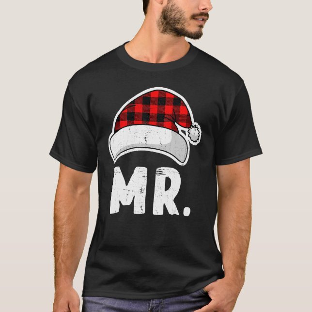 Merry Christmas Mr Trees Lights Santa Hat Mr Chris T Shirt (Framsida)